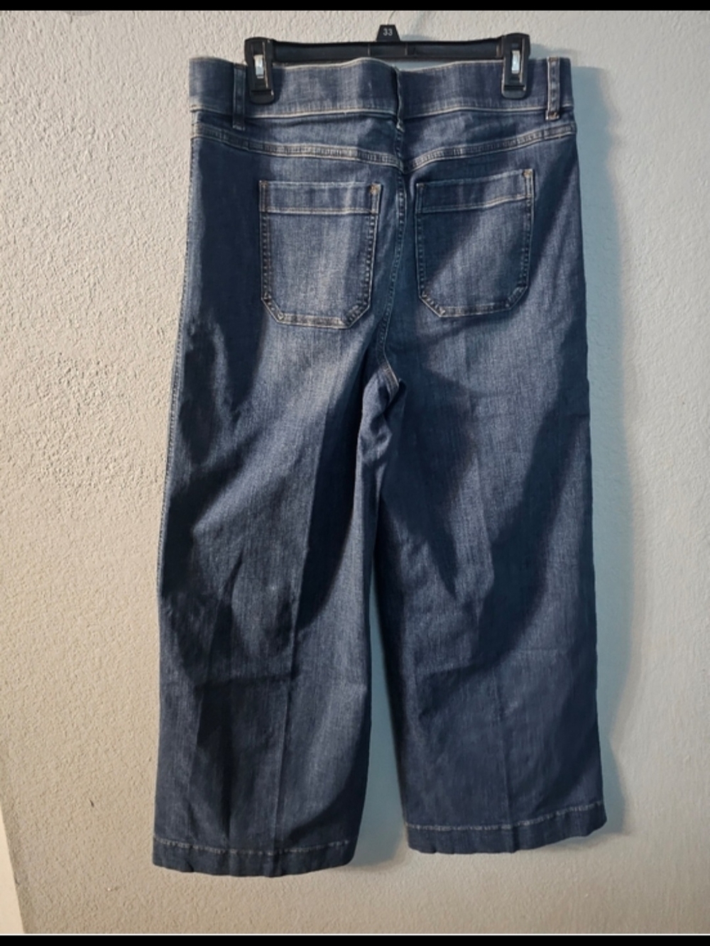 SPANX Wide-Leg High-Rise Denim Jeans - Dark Blue - Picture 7 of 7